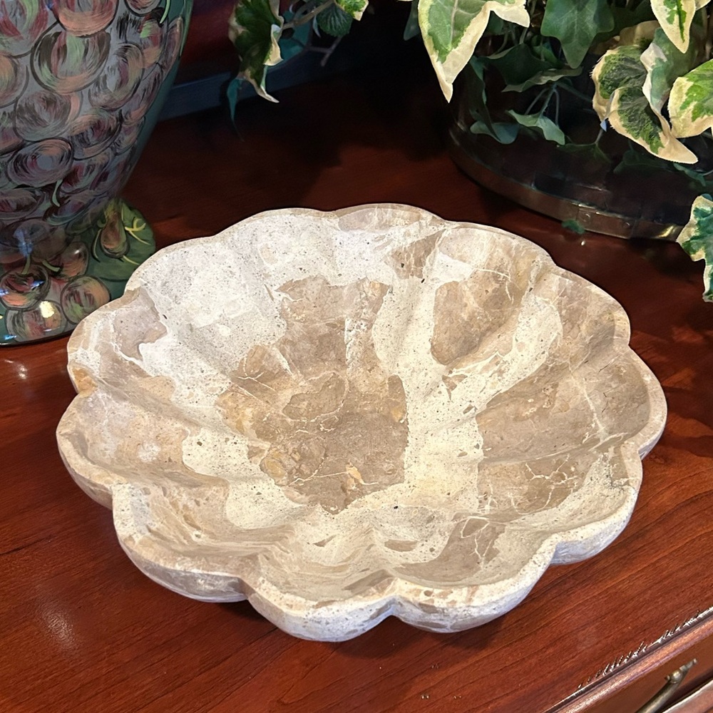 Elegant Fluted Marble Decorative Bowl - Made in India